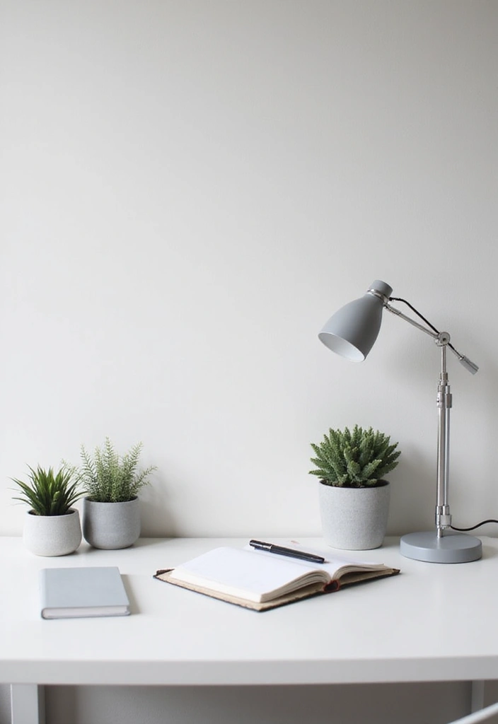 30+ Office Desk Decor Ideas That Spark Creativity - 1. Monochrome Magic 1