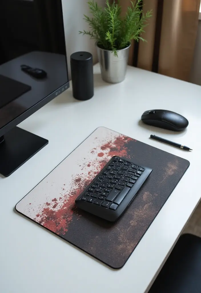 30+ Office Desk Decor Ideas That Spark Creativity - 15. Artistic Mouse Pads 1