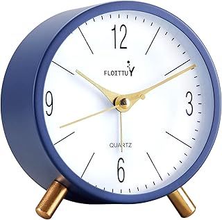 4 inches Super Silent Alarm Clock, Navy Blue Beep Wake Round Alarm Clock...