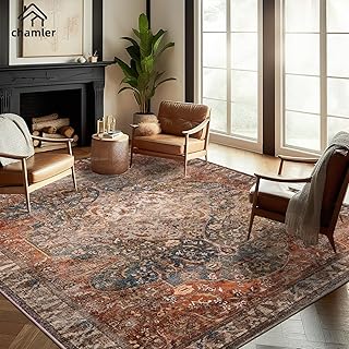 8x10 Area Rug Washable Vintage Traditional Mat Distressed Indoor Foldabl...