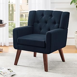 Accent Chair Button-Tufted Upholstered Living Room Chairs Comfy Reading ...