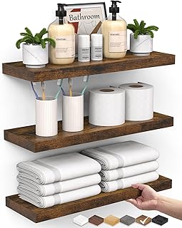 BAYKA Floating Shelves Bathroom for Wall – Shelf Over Toilet Farmhouse...