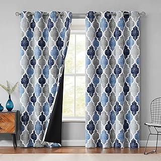 Beauoop 100% Blackout Curtains 84 Inches Long 2 Panels for Bedroom Livin...