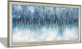 Blue Wall Art Abstract Painting: Abstract Canvas Wall Art - Navy Blue Fr...