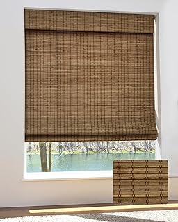 Cordless Bamboo Roman Shades for Windows, Blinds Size (30.5
