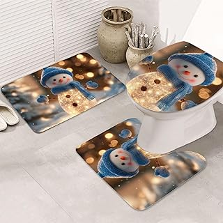 Cute Snowman 3 Piece Bathroom Rugs Set Eco Friendly Durable Non Slip Abs...
