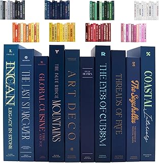 Decorative Books | Blue 10 Book Set with 3 Sizes | Preassembled with Hid...