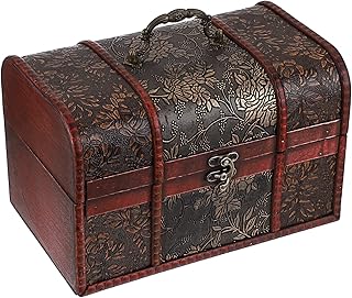 ELLDOO Vintage Treasure Chest, Pirate Keepsakes Box for Kids Gifts, Wood...