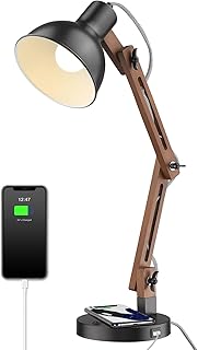 ELYONA Modern LED Desk Lamp with Upgraded Wireless Charger & USB C Charg...