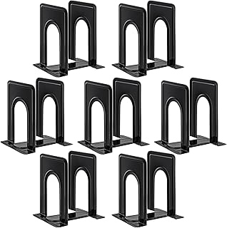 HappyHapi Book Ends, Non-Skid Metal Bookend Supports for Shelves, Heavy ...