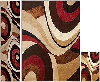 Home Dynamix HD5382 Tribeca Collection 3-Piece Area Rug Set, Brown/Red