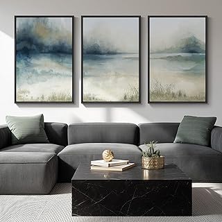 Large Framed Abstract Nature Landscape Wall Art for Living Room, 3 Piece...