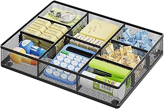 Marbrasse Desk Drawer Organizer, Metal Mesh Drawer Organizer Tray with 5...