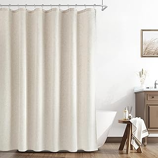 Naturoom Natural Linen Shower Curtain, Country Boho Farmhouse Bath Decor...