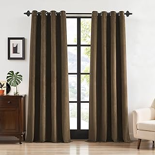 Randall Coffee Brown Faux Suede Leather 2-Pack 95% Blackout Curtains The...