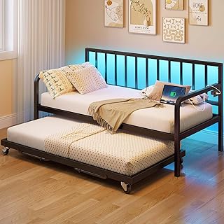 Rolanstar Daybed with Charging Station and LED Lights, Height Adjustable...