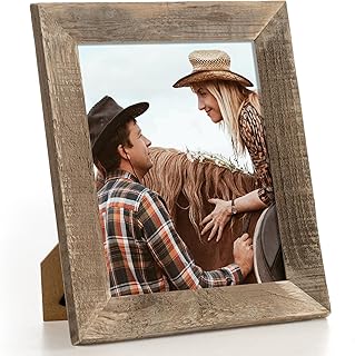 Rustic Picture Frame 8x10, 100% Reclaimed Wood Frame with Tempered Glass...