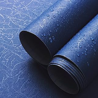 Safiyya Blue Silk Peel and Stick Wallpaper Textured Dark Blue Contact Pa...