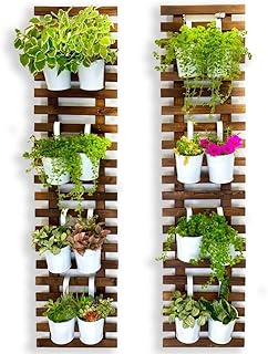 ShopLaLa Wall Planter - 2 Pack, Wooden Hanging Large Planters for Indoor...
