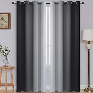 SimpleHome Ombre Room Darkening Curtains for Bedroom, Gradient Black to ...