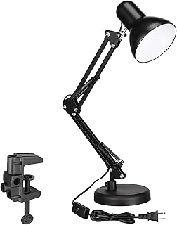 TORCHSTAR Metal Desk Lamp with Clamp, Swing Arm, Architect Adjustable Go...
