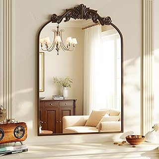 VooBang Vintage Arched Bathroom Mirror, 24x36 Inch Retro Wall Mounted Va...