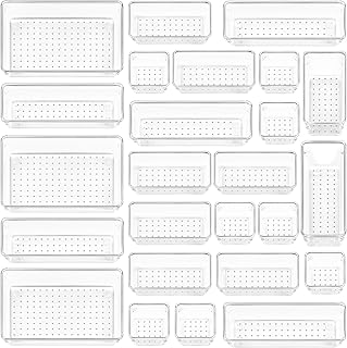 Vtopmart 25 PCS Clear Plastic Drawer Organizers Set, 4-Size Versatile Ba...