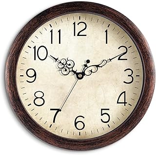 Wall Clock, Vintage Wall Clocks Battery Operated Quartz Silent Non-Ticki...