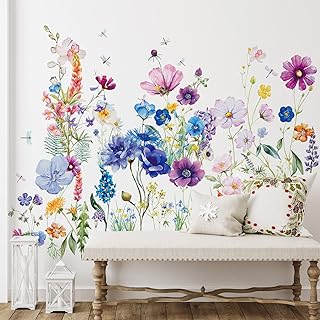 Zonon 6 Pcs Flowers Wall Decals Stickers Vinyl Removable Peel and Stick ...