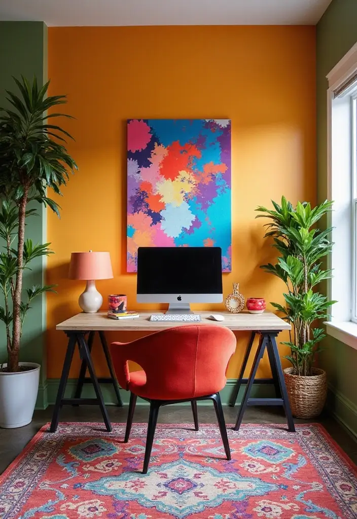 12 Garage Office Transformations That Wow - 9. Color Pop Office 1