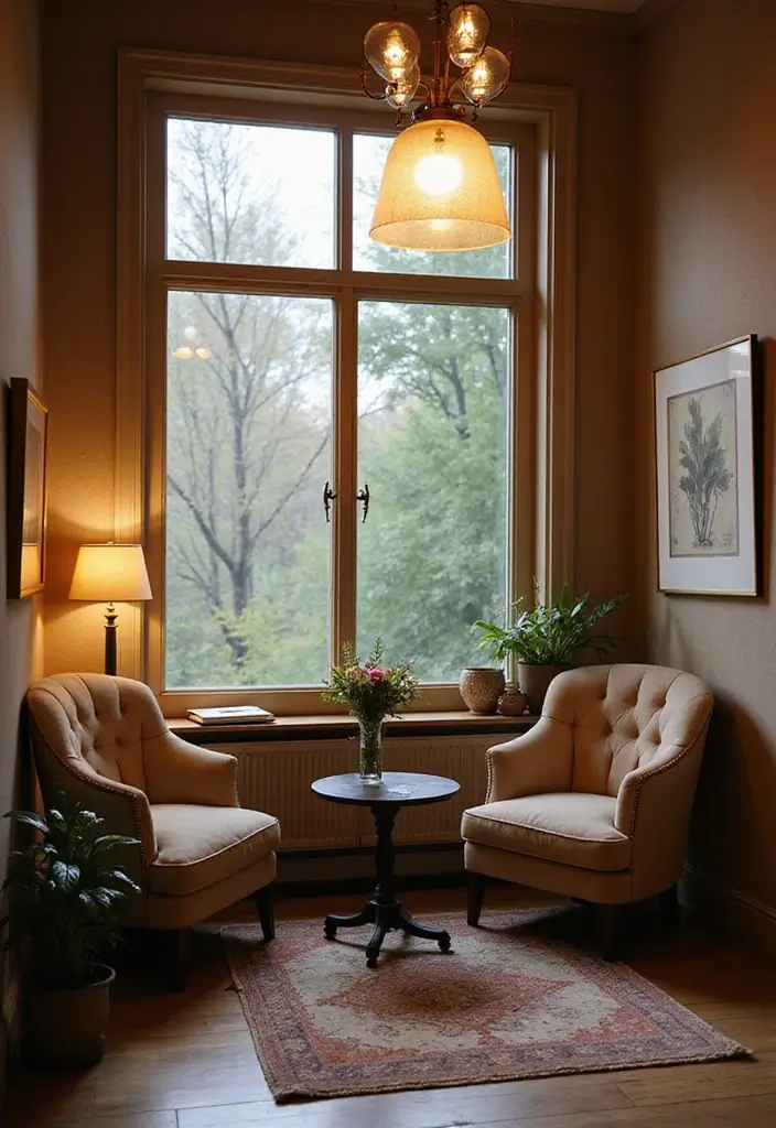 18 Two Desk Home Office Layouts for Productivity - 12. Cozy Nook with Dual Seating 1
