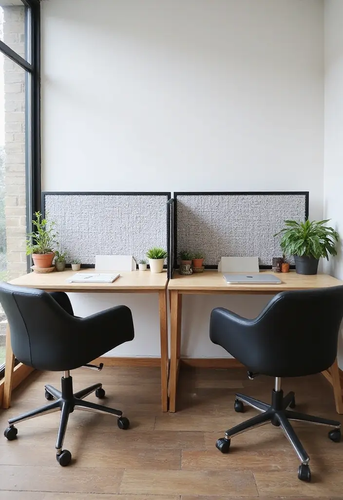 18 Two Desk Home Office Layouts for Productivity - 3. Dual Workstations with a Central Divider 1