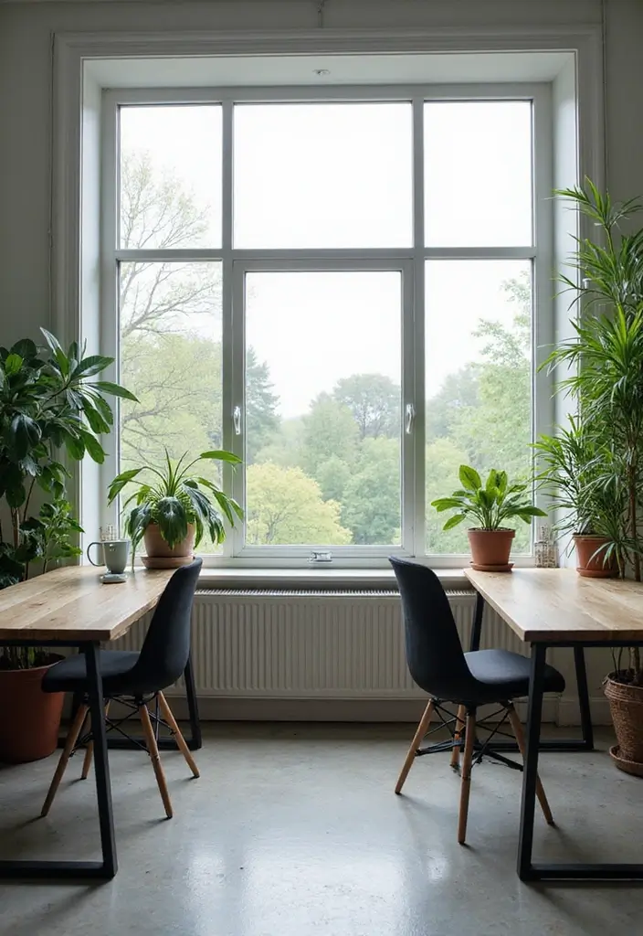 18 Two Desk Home Office Layouts for Productivity - 8. Dual Desks Facing a Window 1