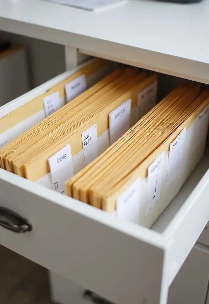 25 Office Desk Organization Ideas That Reduce Clutter - 24. Keep a Minimalist File System 1