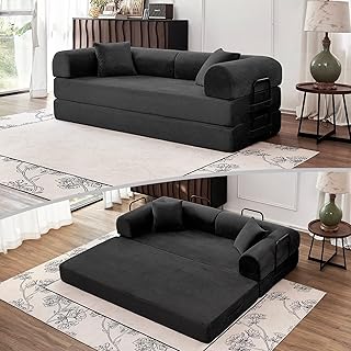 79'' Convertible Sofa Bed, 5-in-1 Folding Boneless Couch, Pull Out Floor...