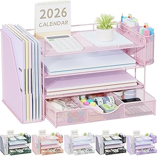 gianotter Desk Organizers and Accessories with File Holder, 4-Tier Desk ...