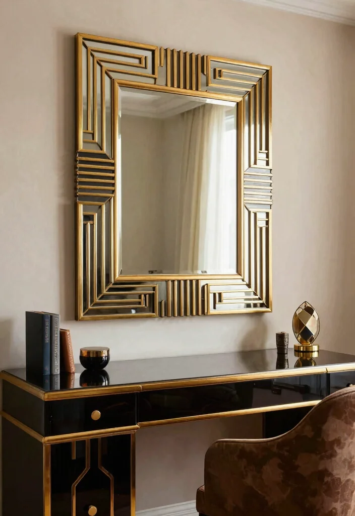 28 Art Deco Home Office Ideas Glamorous and Bold Workspace - 10. Artistic Wall Mirrors 1