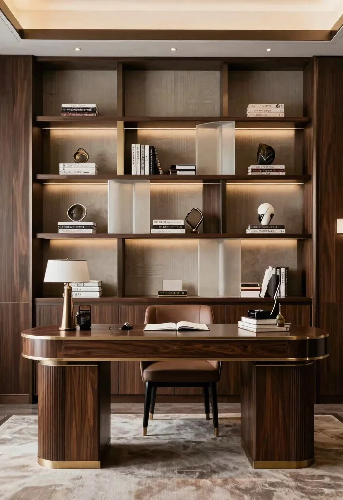 28 Art Deco Home Office Ideas Glamorous and Bold Workspace - 22. Custom-built Features 1