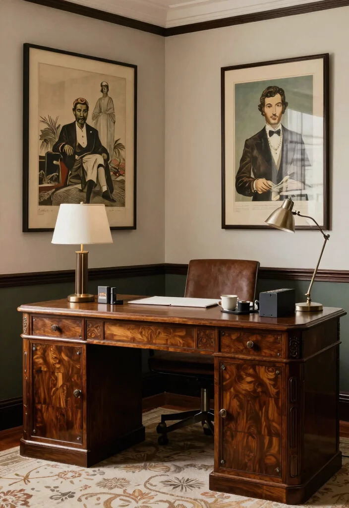 28 Art Deco Home Office Ideas Glamorous and Bold Workspace - 27. Mix of Old and New 1