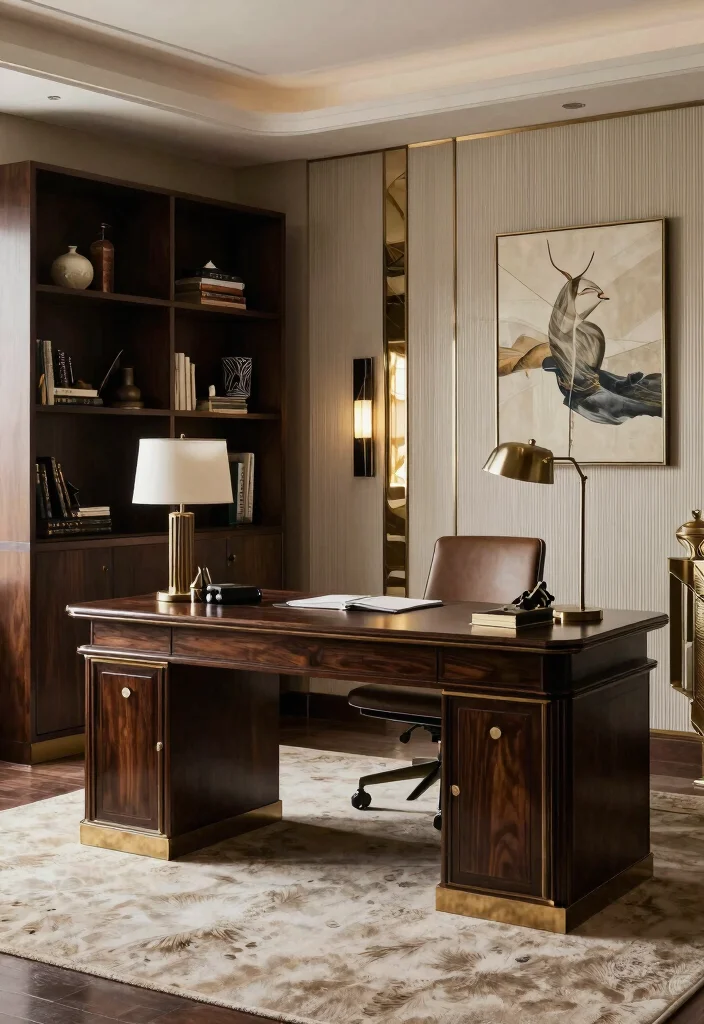 28 Art Deco Home Office Ideas Glamorous and Bold Workspace - 28. Thoughtful Layout 1