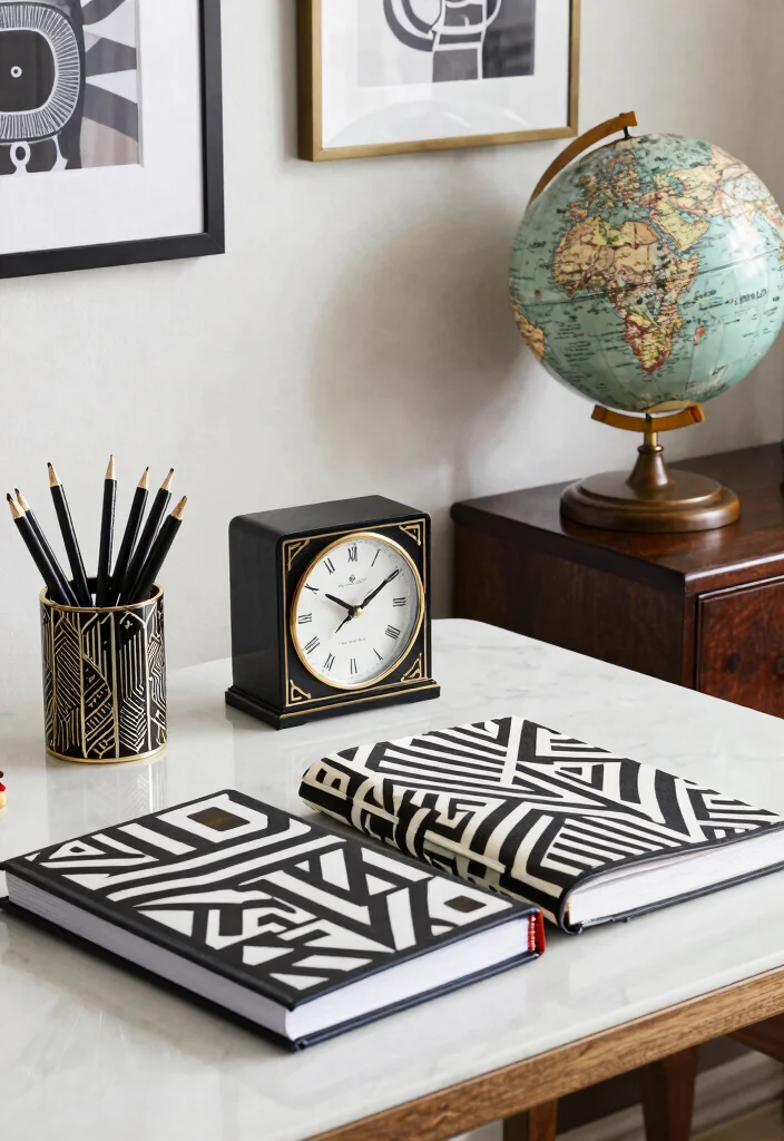 28 Art Deco Home Office Ideas Glamorous and Bold Workspace - 8. Art Deco Inspired Accessories 1