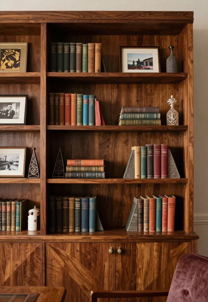 28 Art Deco Home Office Ideas Glamorous and Bold Workspace - 9. Vintage Books and Shelving 1