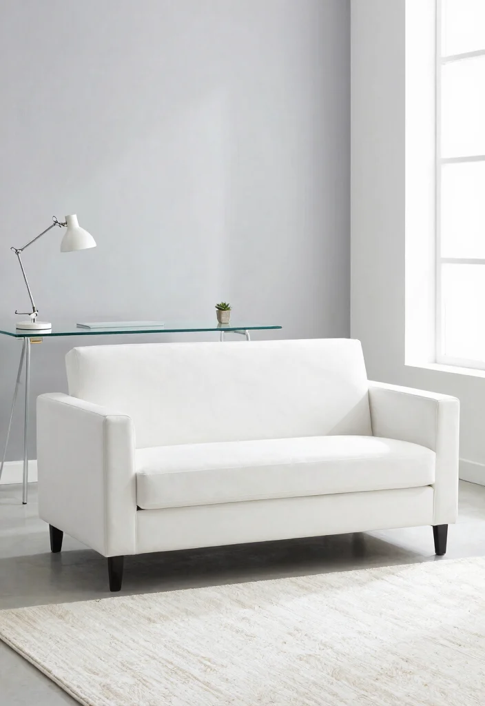 28 Cozy Home Office with Couch Ideas Work in Comfort - 1. Chic Minimalist Loveseat 1