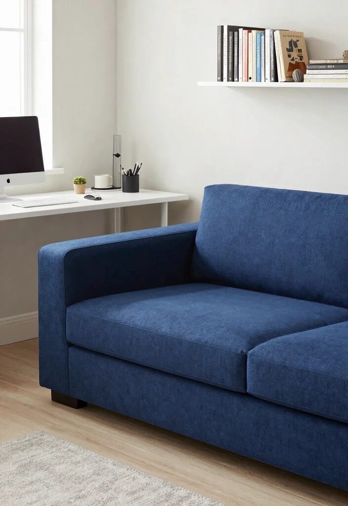 28 Cozy Home Office with Couch Ideas Work in Comfort - 10. Sleek Convertible Sofa 1