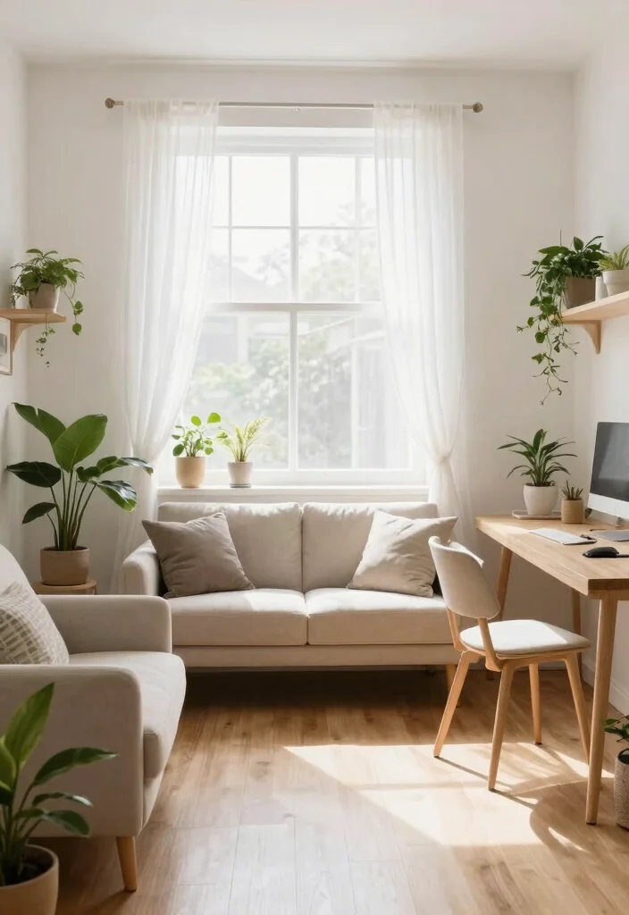 28 Cozy Home Office with Couch Ideas Work in Comfort - 17. Bright and Airy Design 1