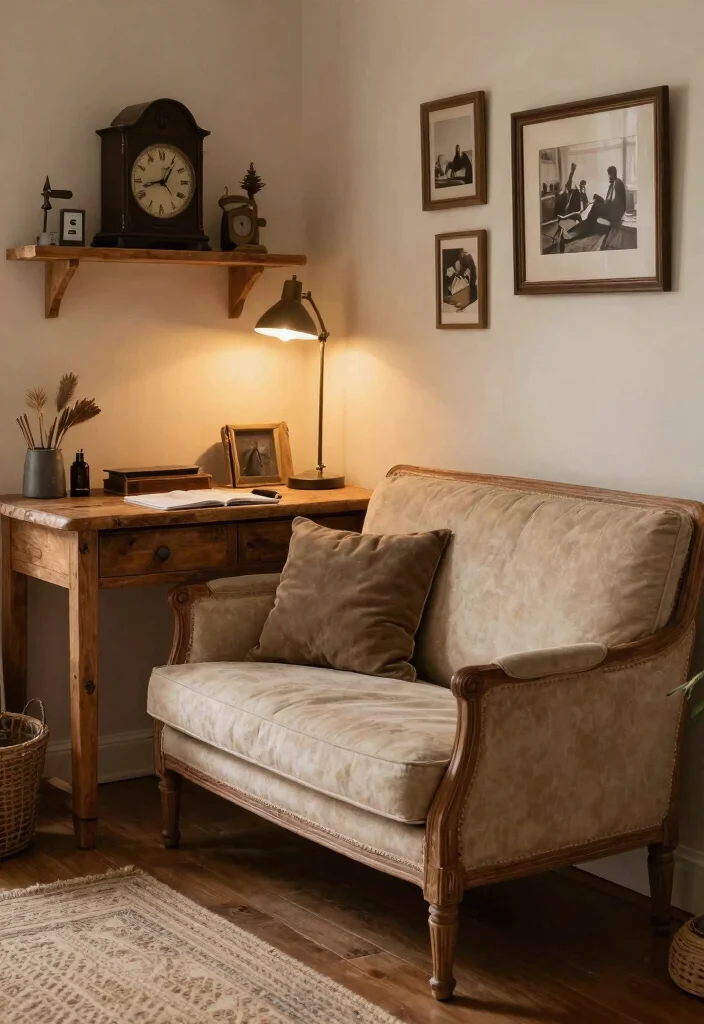 28 Cozy Home Office with Couch Ideas Work in Comfort - 18. Rustic Charm 1