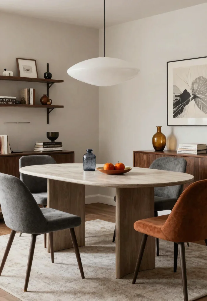 28 Dining Room Office Ideas Stylish and Functional - 16. Blending Styles with Complementary Elements 1