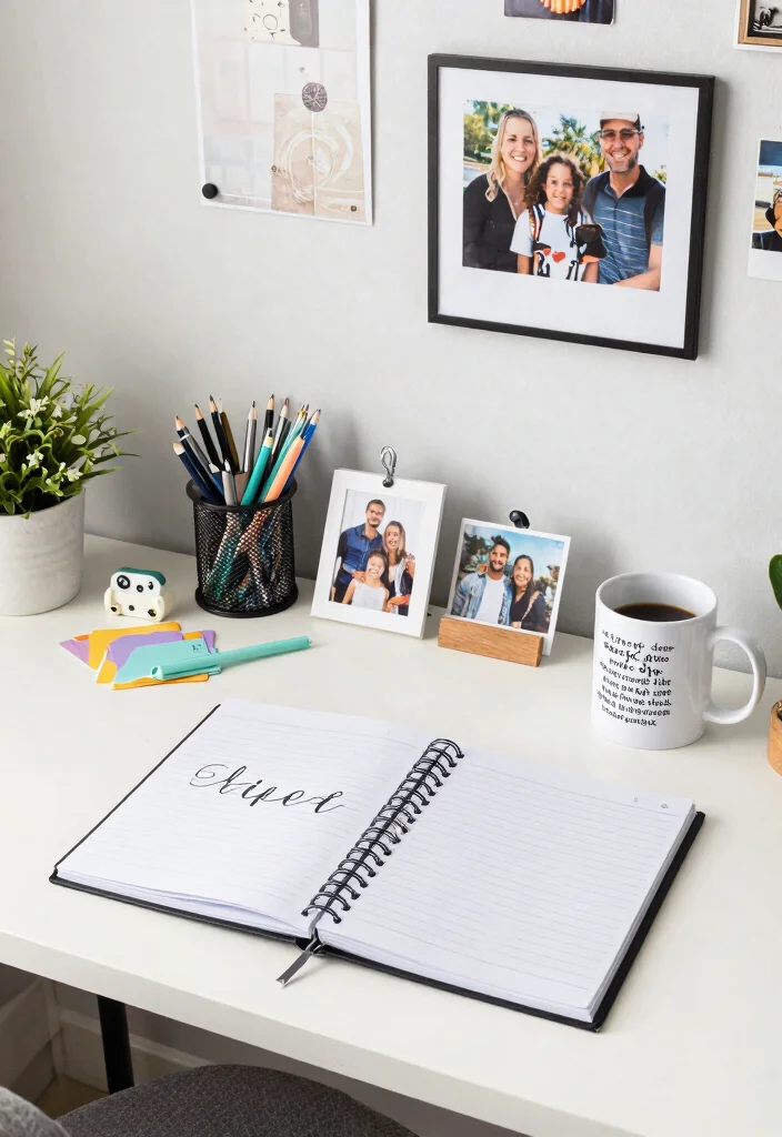 28 Dining Room Office Ideas Stylish and Functional - 17. Personalized Workspace Accessories 1