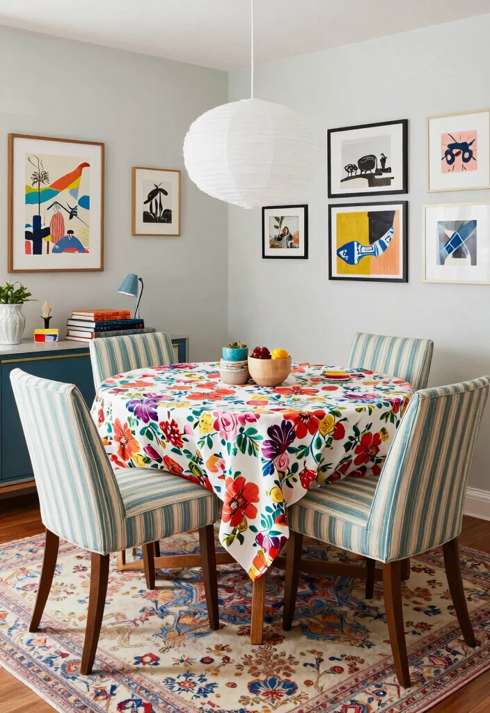 28 Dining Room Office Ideas Stylish and Functional - 21. Mixing Patterns for Visual Interest 1
