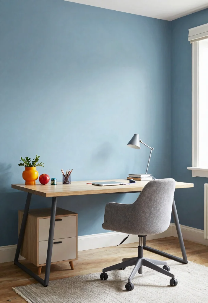 28 Dining Room Office Ideas Stylish and Functional - 24. Smart Color Choices for Productivity 1